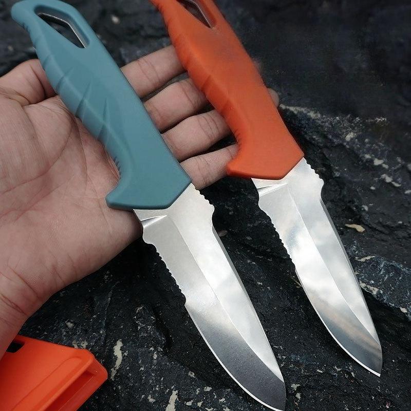Dive Knife Titanium - 多色アウトドアキャンプハイキングストレートナイフ耐久性のある荒野ツール釣りジャングルアドベンチャーセレーション付き/フルブレードナイフ