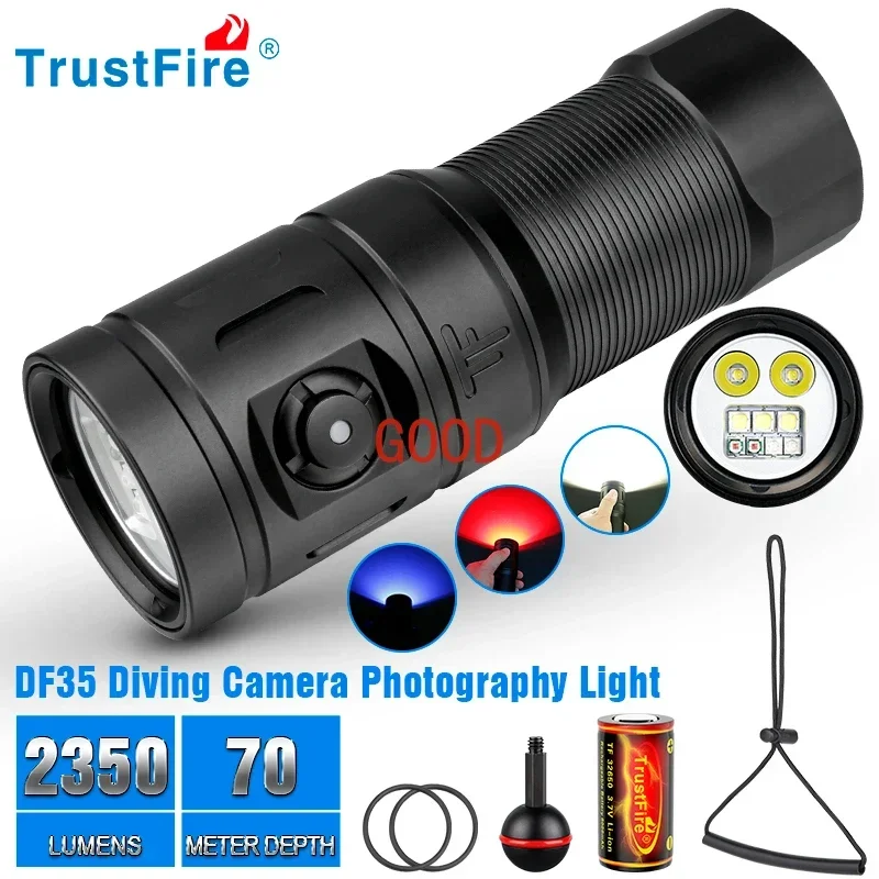 Underwater Flashlight - Trustfire DF35 ダイビング懐中電灯 2350 ルーメン LED