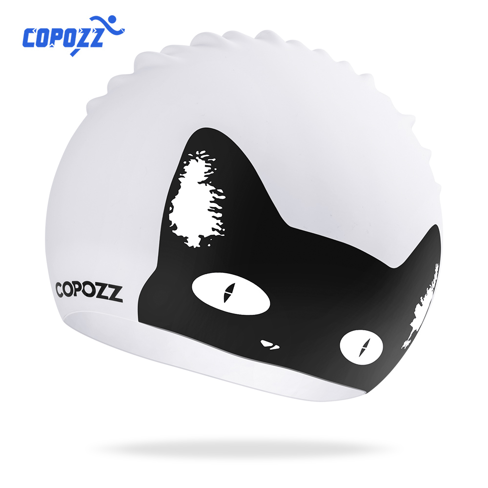 Aquatic Sports Hat - COPOZZ 防水シリコーン水泳キャップロングヘアプロフェッショナル女性水泳帽子耳保護ウォータースポーツ水泳プールキャップ