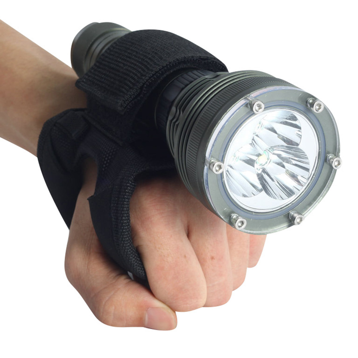 Underwater Flashlight - 調節可能な懐中電灯ホルダーリストストラップ 25 ライト用 ブラック ダイビング水中トーチグローブ ライトホルダー