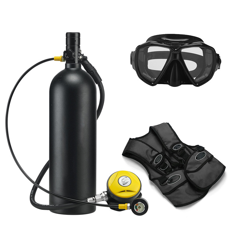 Underwater Flashlight - スキューバタンクキット ポータブル 2L ミニダイビングタンクポンプ 大人用 ダイビング懐中電灯とシュノーケルマスク付き