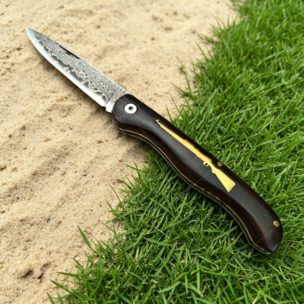 Dive Knife Titanium - ダマスカスミニフルーツ折りたたみナイフ多機能アウトドアハイキングポータブルツール軽量キャンプポケット釣りEDCナイフ