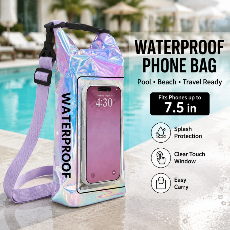 Aquatic Sports - 虹色防水バケットクロスボディドライバッグ、屋外水泳用カラフル防水電話収納ポーチ、ビーチウォータースポーツ用