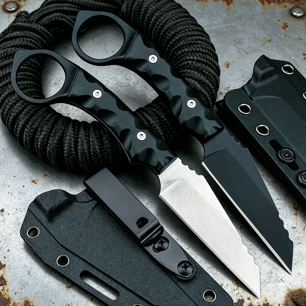 Dive Knife Titanium - 高硬度 EDC アウトドア固定ナイフ 7Cr13Mov ブレード荒野冒険キャンプナイフユーティリティ釣りツールナイロンファイバーハンドル
