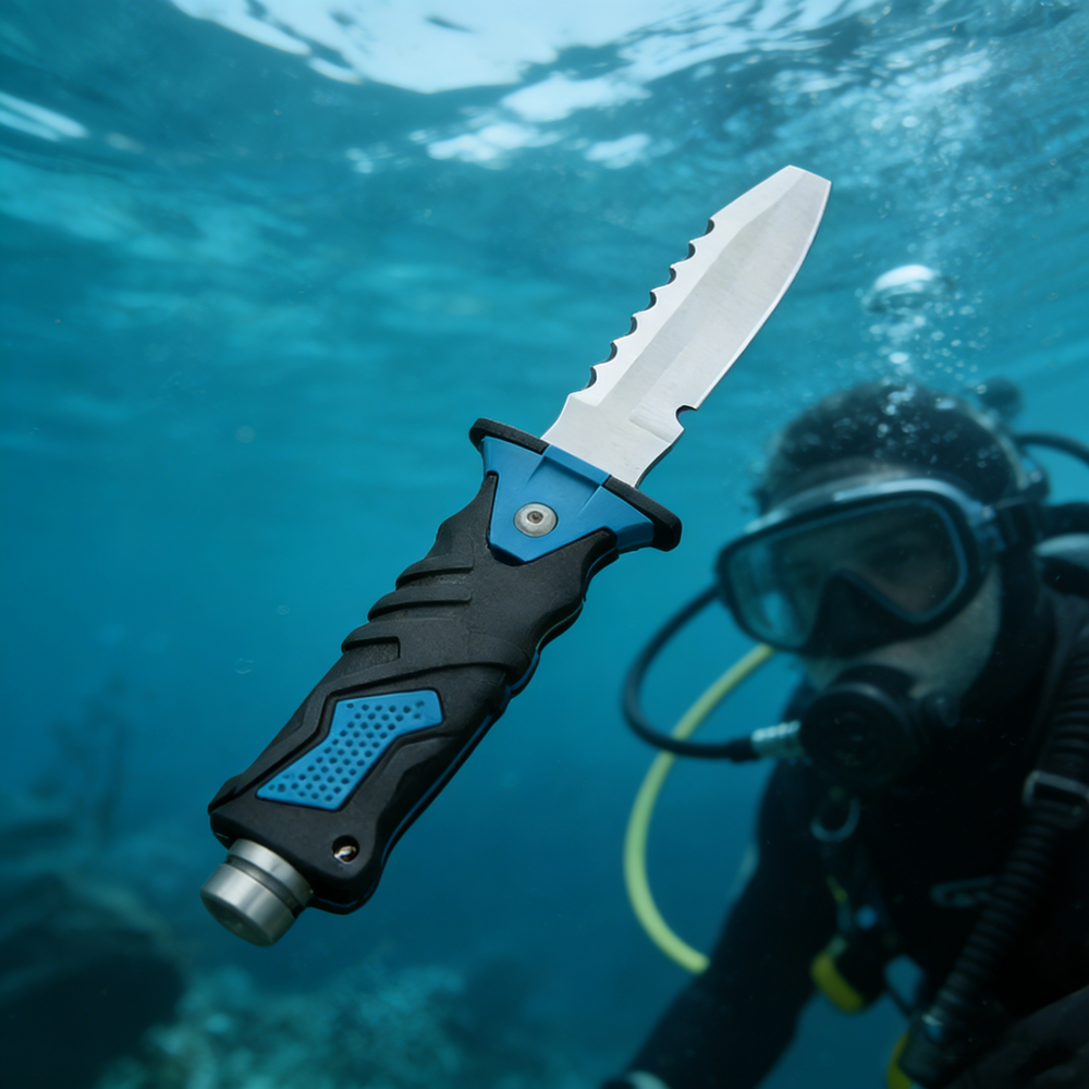 Dive Knife Titanium - 3種類の消防隊救助用ダイビングナイフ、ガラス割り棒付きレッグストラップロープネットカッター、屋外釣り狩猟用具