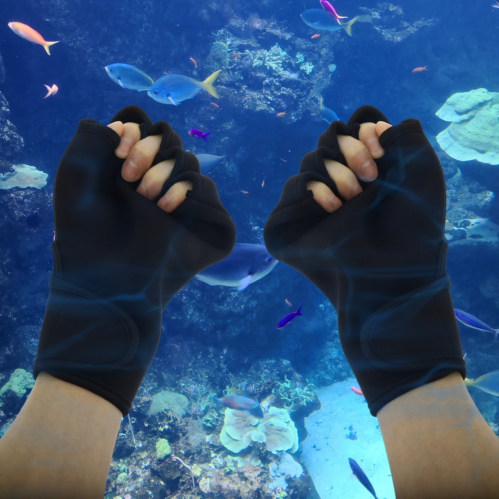 Aquatic Water Sports - 1 ペア水生フィットネス水泳手袋ナイロン通気性調整可能なフィット感水泳ダイビングシュノーケリングローイングウォータースポーツスキューバに最適