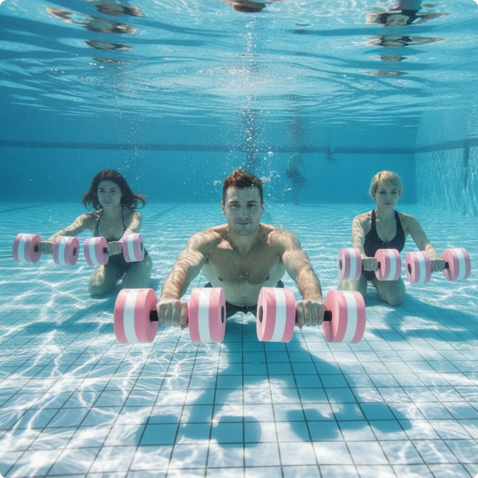 Aquatic Sports - フォームウォーターダンベル フォームエンド付き浮力のある水用ダンベル パッド入りグリップ付きウォーターウェイト 軽量スポーツ用品