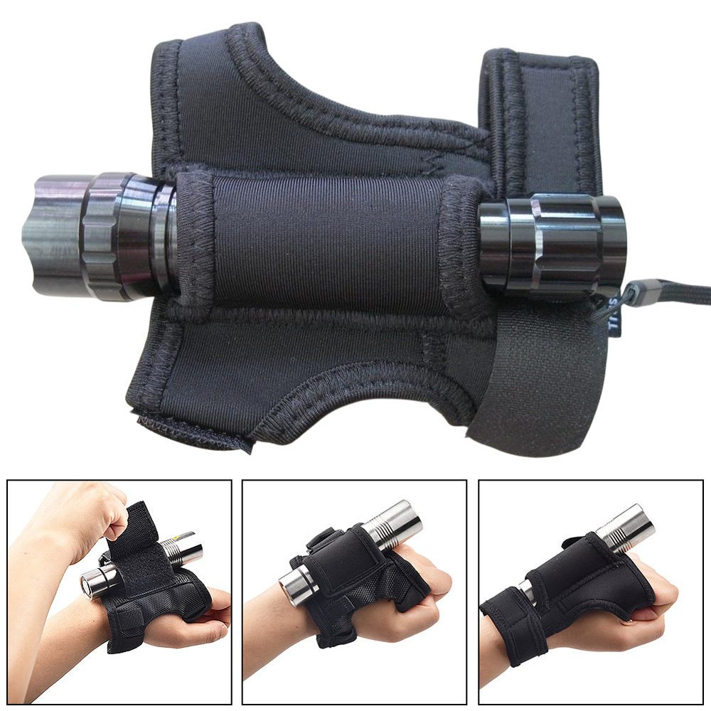 Underwater Flashlight - スキューバダイビング LED 懐中電灯ホルダーライトリストアームマウントストラップ屋外水中ハンズフリーグローブ照明アクセサリー