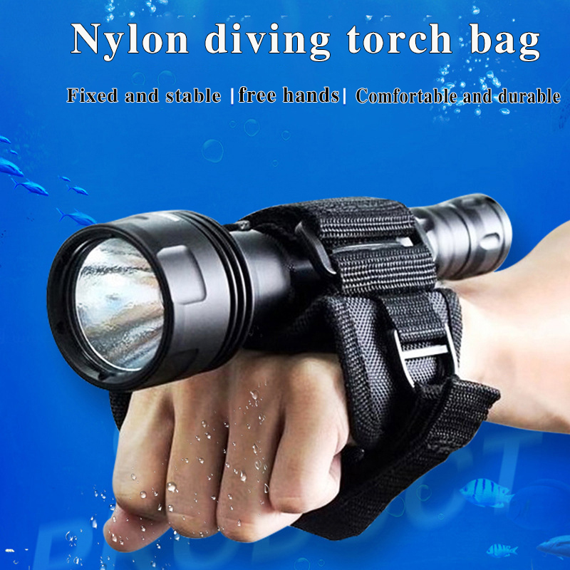 Underwater Flashlight - 水中スキューバダイビングトーチ懐中電灯ホルダー手袋スピアフィッシング屋外ソフトブラックネオプレンハンドアームマウントリストストラップグローブ