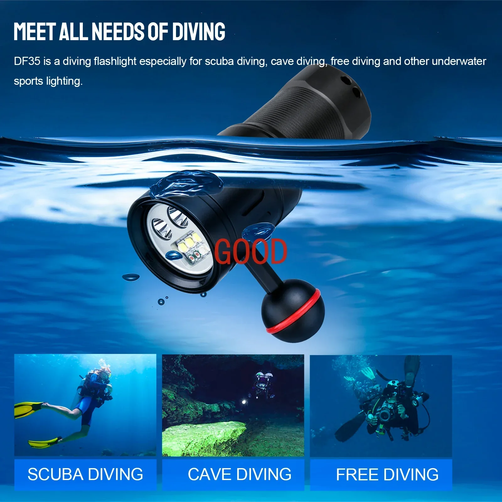 Trustfire DF35 ダイビング懐中電灯 2350  - Underwater Flashlight のレビューと価格