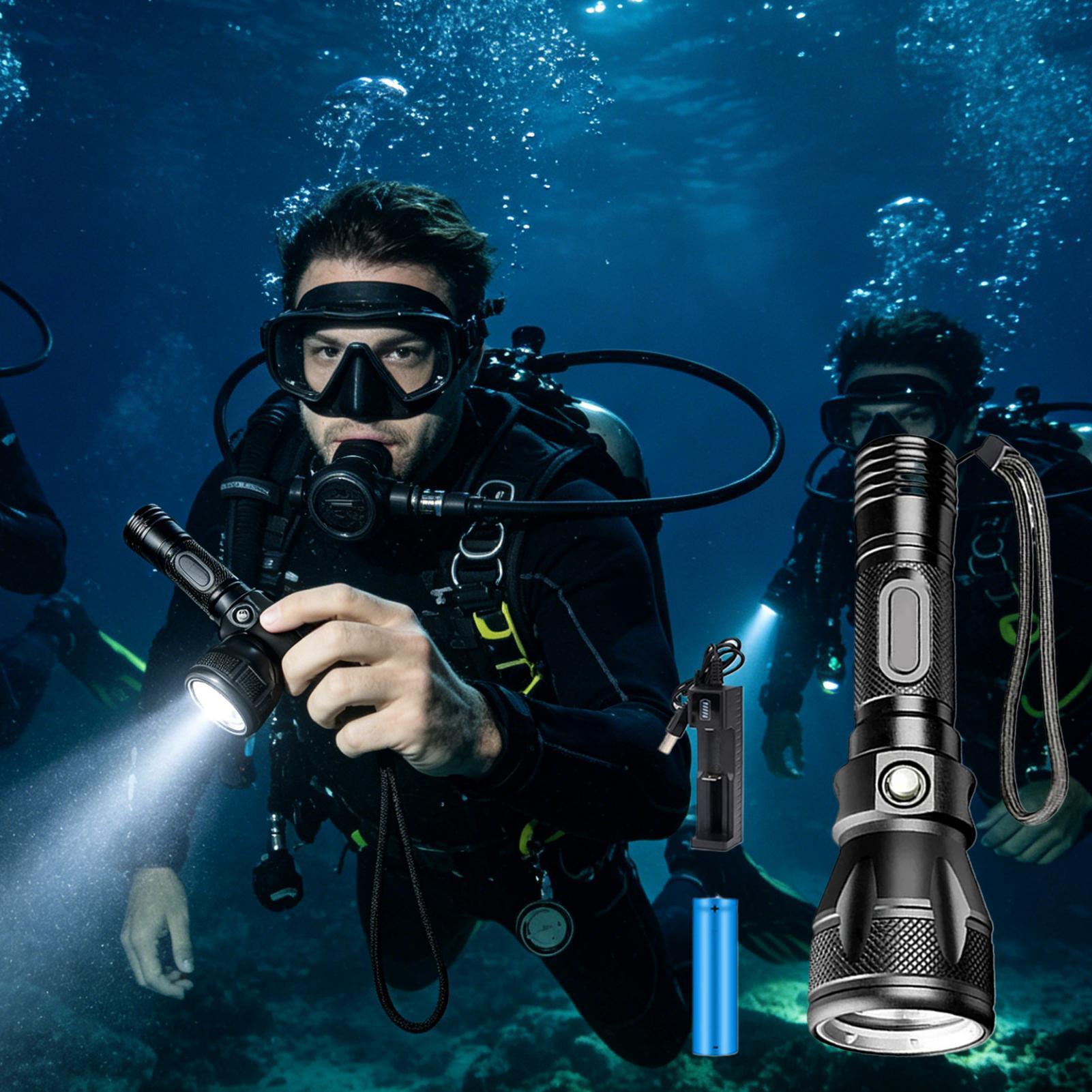 3モード強力充電式防水LEDダイビング懐中電灯トーチポータブ - Underwater Flashlight のレビューと価格