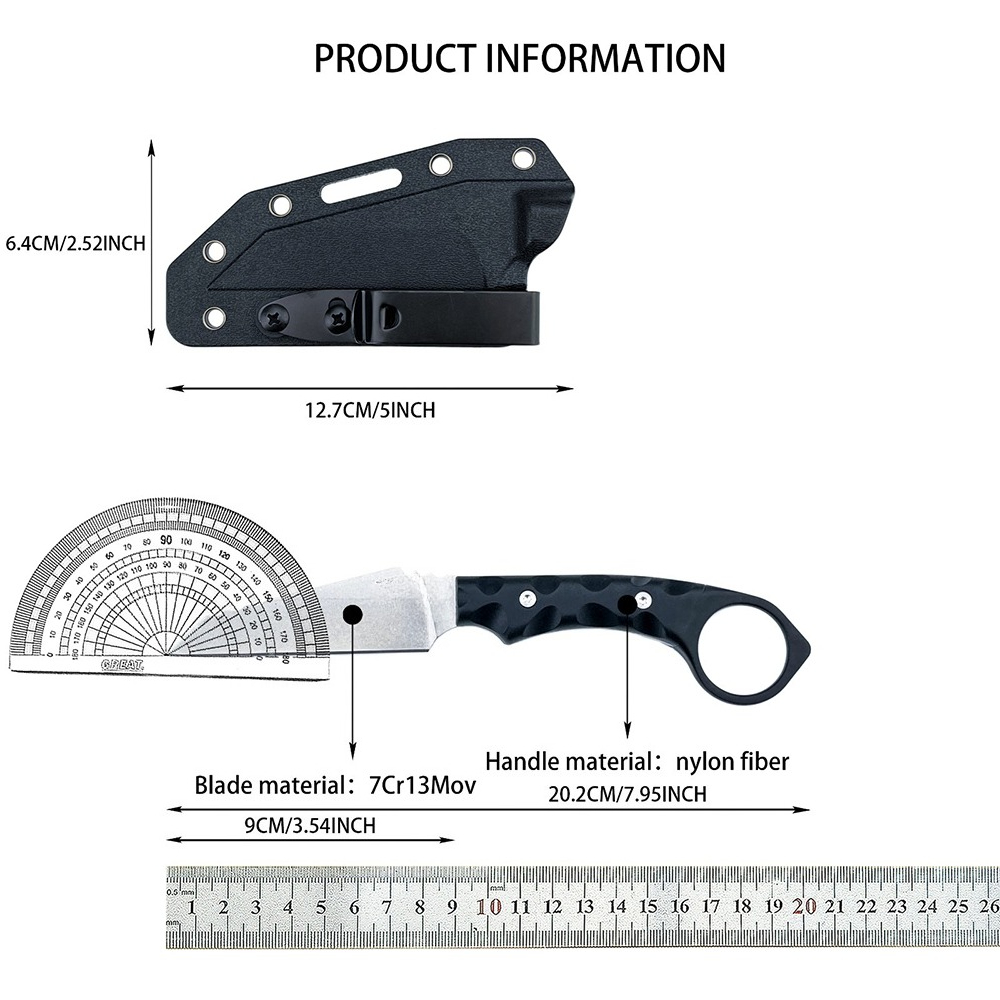 高硬度 EDC アウトドア固定ナイフ 7Cr13Mov ブレ - Dive Knife Titanium のレビューと価格