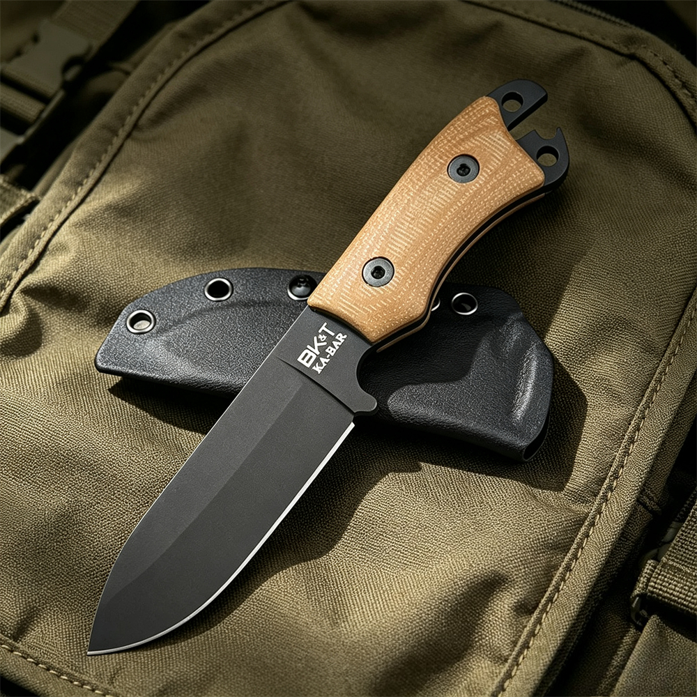BK11固定刃ナイフ、滑り止めフラックスハンドル、高硬度D2 - Dive Knife Titanium のレビューと価格
