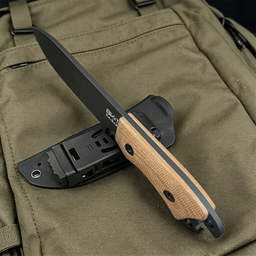 BK11固定刃ナイフ、滑り止めフラックスハンドル、高硬度D2 - Dive Knife Titanium のレビューと価格