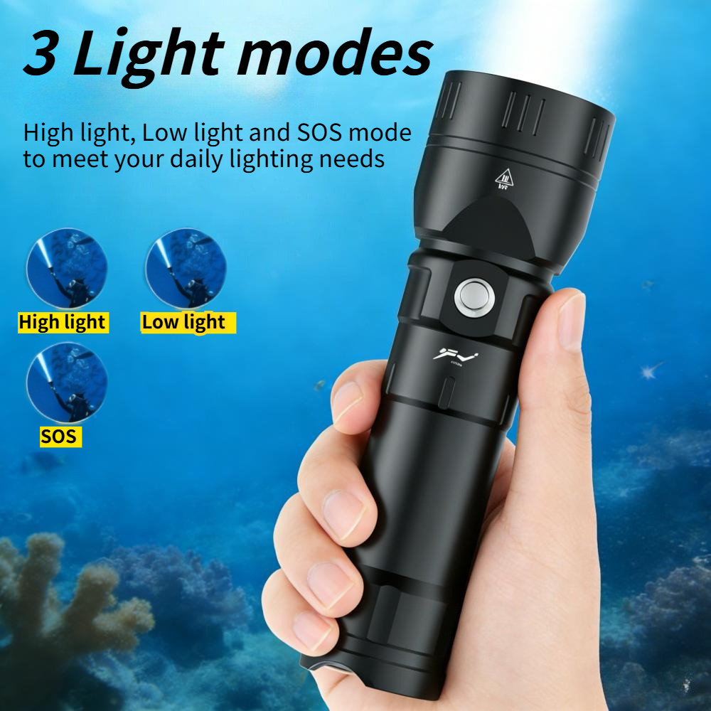 強力なダイビング懐中電灯、防水スキューバダイビングライト、充 - Underwater Flashlight のレビューと価格