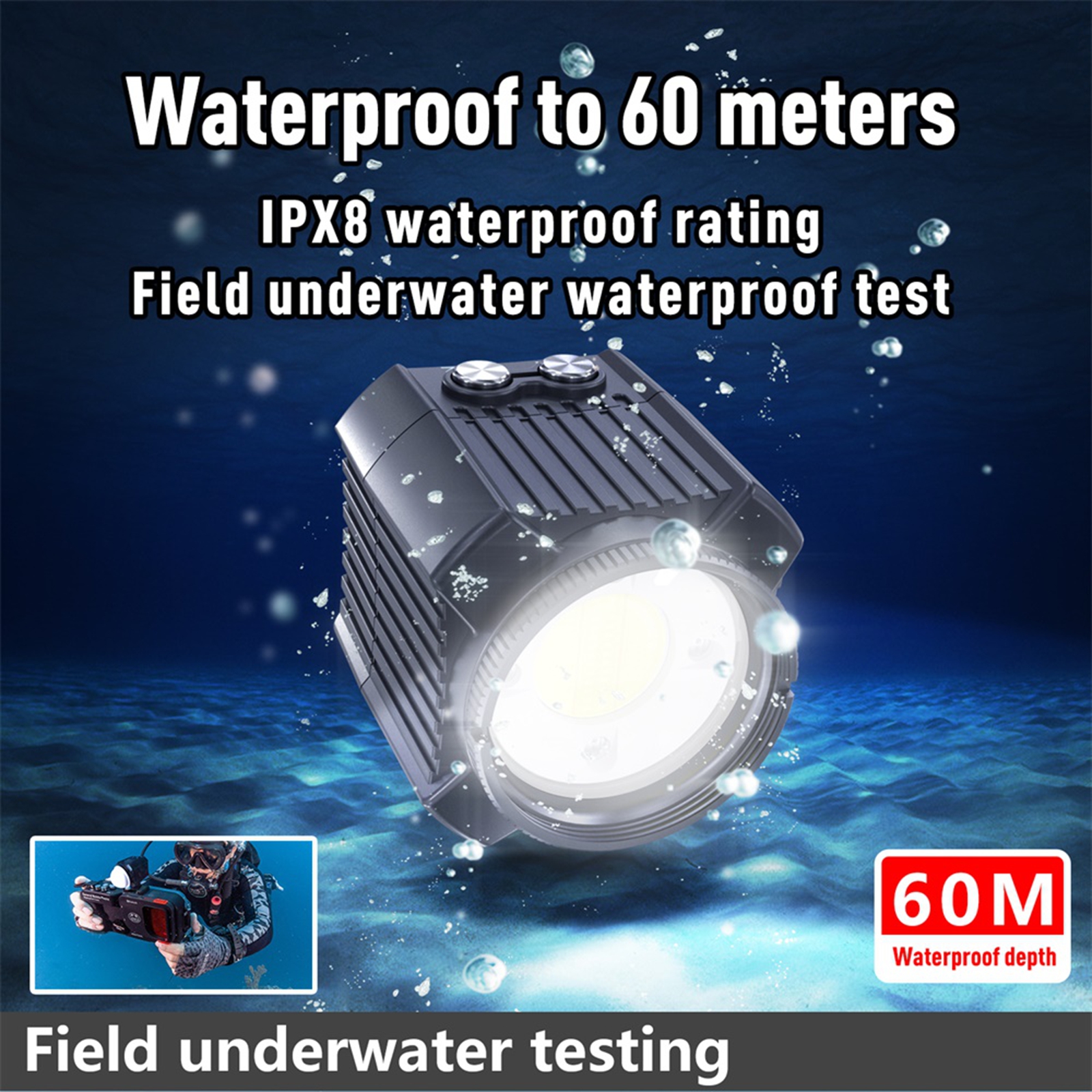 Seafrogs IPX8 60メートル防水ダイビングフィル - Underwater Flashlight のレビューと価格