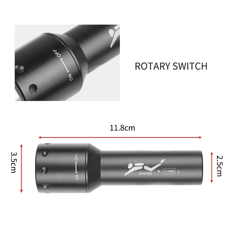 新しい T6 LED ダイビングトーチ長距離水中作業写真照明 - Underwater Flashlight のレビューと価格