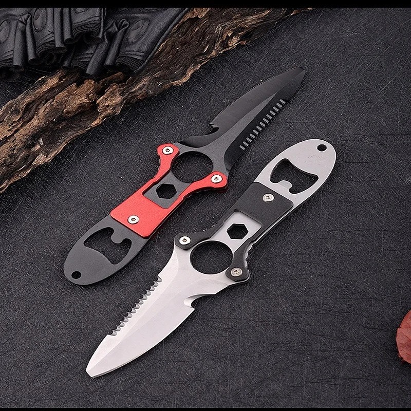 ステンレス鋼多機能ナイフダイビングツール水難救助ロープカッタ - Dive Knife Titanium のレビューと価格