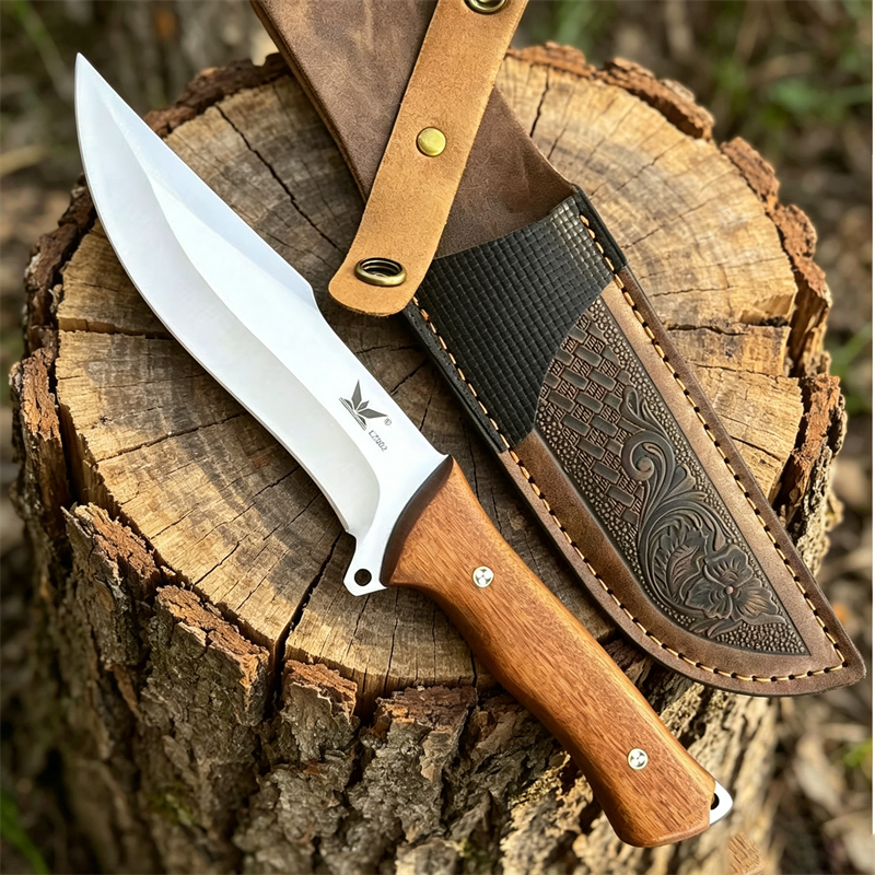 木製ハンドルのアウトドアサバイバル用固定刃カッティングツール - Dive Knife Titanium のレビューと価格
