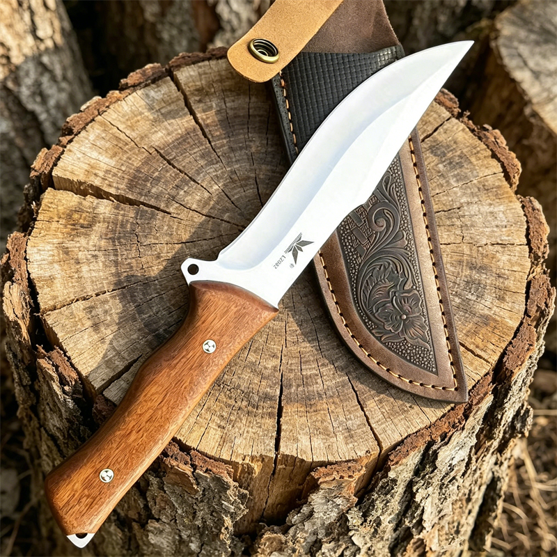 木製ハンドルのアウトドアサバイバル用固定刃カッティングツール - Dive Knife Titanium のレビューと価格