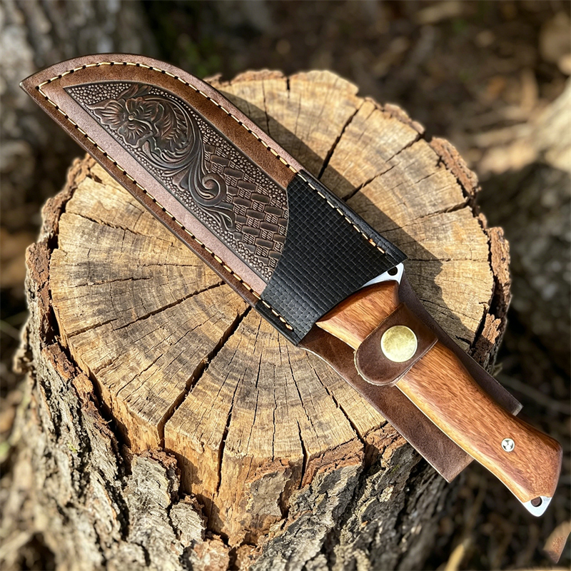 木製ハンドルのアウトドアサバイバル用固定刃カッティングツール - Dive Knife Titanium のレビューと価格